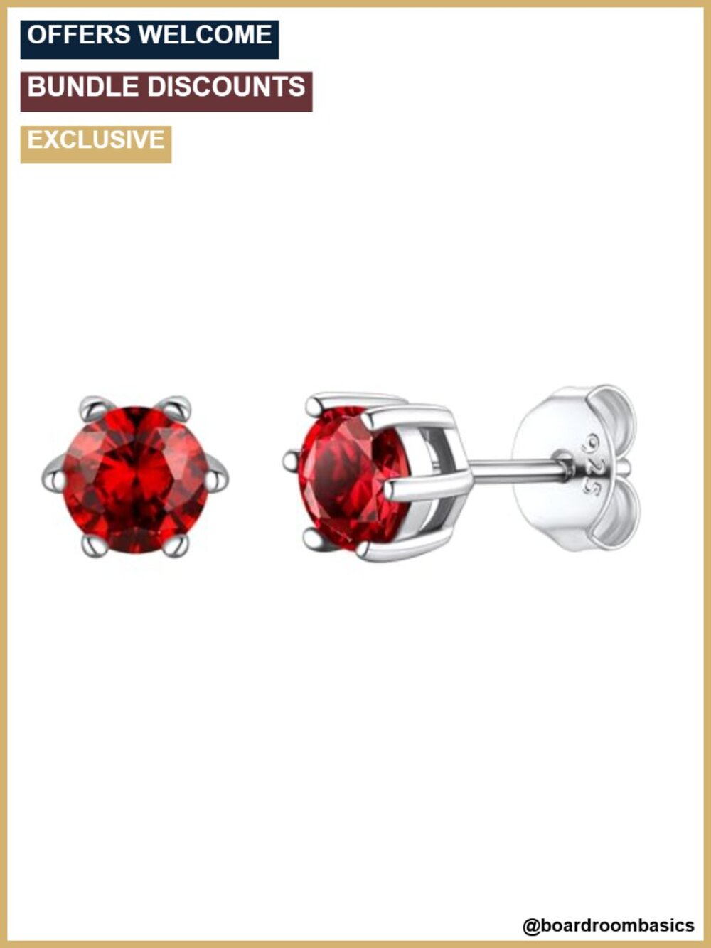 925 Sterling Silver Birthstone Stud Earrings Cubic Zirconia
